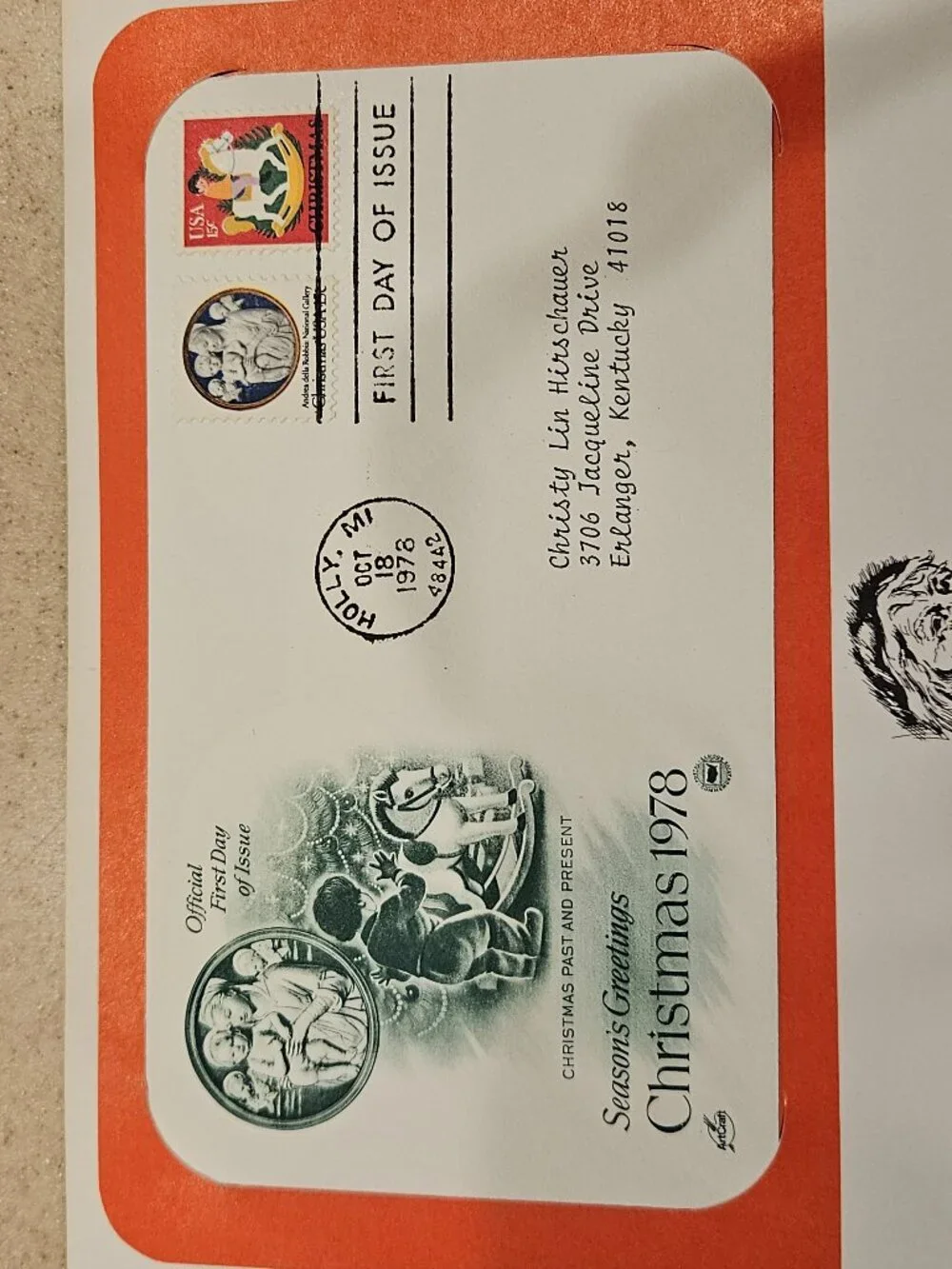 RARE COLLECTIBLE USPS 1ST DAY ISSUE COVER CHRISTMAS 1978 SEASONS GREETINGS STAMP